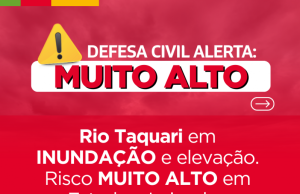 RISCO MUITO ALTO: Alerta severo para cheia no Rio Taquari é emitido pela Defesa Civil