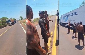 Indígenas bloqueiam trecho de rodovia em MT para cobrar laudo de acidente.