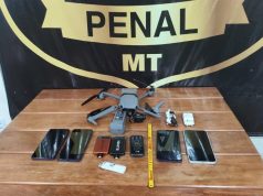 Drone com carga de telefones e acessórios é interceptado em penitenciaria de MT