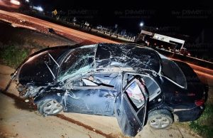 BR/163 NORTE MT: acidente com Toyota Corolla mata motorista e deixa filhos feridos