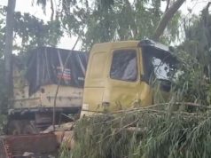NORTÃO MT: carreta invade cemitério e destrói túmulos. VÍDEO
