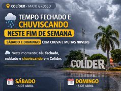 Fim de semana começa nublado e com chuvisco em Colíder