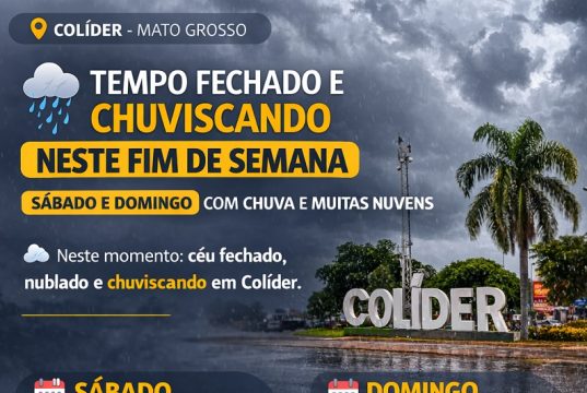 Fim de semana começa nublado e com chuvisco em Colíder