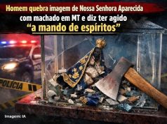 Homem destrói imagem de Nossa Senhora Aparecida em capela e afirma ter recebido ordem de “espíritos”