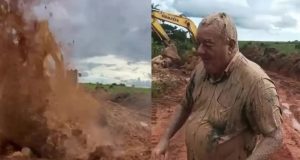 NORTÃO MT: vereador toma banho de lama durante vistoria de obra