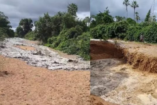 Após seca de oito meses água volta a percorrer leito de rio espalhando esperança aos moradores