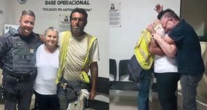 Mãe se emociona muito ao reencontra filho professor desaparecido há 5 anos; ele caminhava de meia e chinelo em Rodovia