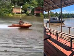 Brasileiro cria jetski de madeira no PA e recebe visita da Marinha, após vídeo viralizar