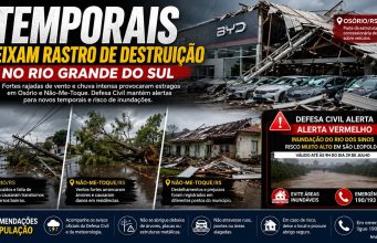 Temporal provoca destruição no Rio Grande do Sul e Defesa Civil mantém alertas para novas tempestades e risco de inundações