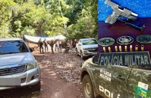 CRIME AMBIENTAL: acampamento é interceptado e arma de fogo e munições são apreendidos neste fim de semana no Nortão
