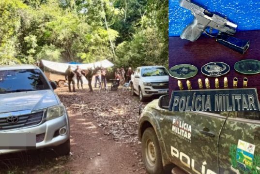 CRIME AMBIENTAL: acampamento é interceptado e arma de fogo e munições são apreendidos neste fim de semana no Nortão
