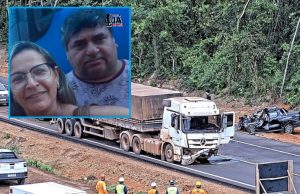 Casal que morreu em acidente entre carreta e picape na BR-163 é identificado
