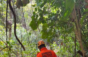 Mulher ferida durante trilha em área de difícil acesso é resgatada pelo Corpo de Bombeiros