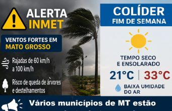 Fim de semana em Colíder será de tempo firme, mas alerta meteorológico acende atenção de temporal para várias cidades de MT