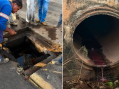 Fiscalização ambiental autua mecânica por descarte de óleo, graxa e produtos químicos em galeria de águas pluviais em Colíder