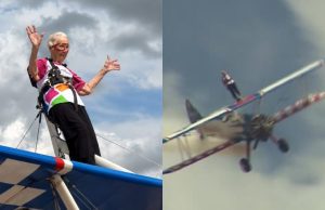 Após AVC, idosa de 97 anos dá looping em avião, bate recorde e ajuda hospital que a salvou