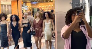 5 mulheres pretas caminham juntas no shopping e fazem todo mundo parar para olhar; vídeo