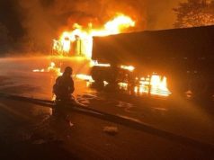 COLIDER: Corpo de Bombeiros controla incêndio em carreta na rodovia MT-320 neste domingo(09)