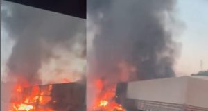 Mais uma carreta pega fogo na BR-163 e impressiona motoristas