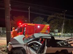 NORTÃO MT: homem colidi veículo em um poste de iluminação e recebe socorro dos Bombeiros