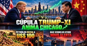 Cúpula Trump–Xi anima Chicago, Petróleo recua a US$ 100 e Mar Vermelho acende novo alerta