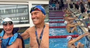 Lendas da natação brasileira têm 101 e 97 anos e ainda estão na competição; vídeo
