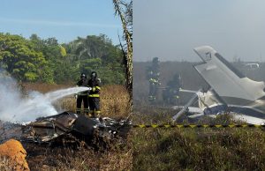 QUEDA DE AVIÃO DEIXA 03 MORTOS EM MT NA MANHÃ DE HOJE(10): bombeiros prestam socorro e combatem incêndio