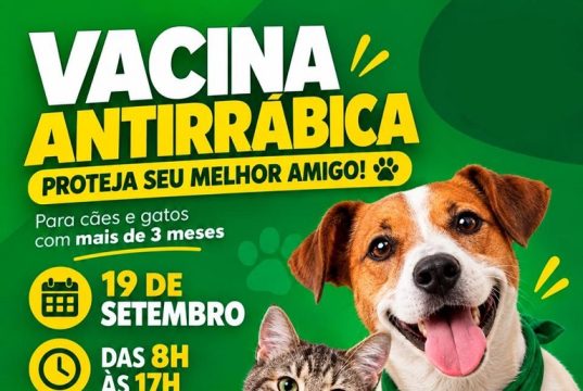 Colíder realiza campanha de vacinação antirrábica para cães e gatos neste sábado(19).
