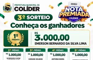 3º SORTEIO NOTA PREMIADA: Prefeitura de Colíder divulga cinco ganhadores
