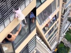 Vizinhos salvam menina de 3 anos pendurada no 12º andar de prédio; vídeo