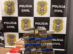 Casal é preso e grande quantia de droga escondida em baldes de argamassa é apreendida